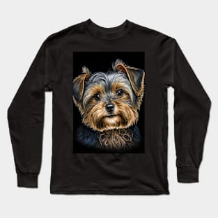 Super Cute Yorkshire Terrier Puppy Portrait Long Sleeve T-Shirt